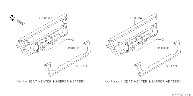 2015 Subaru Legacy Heater Control Assembly Diagram for 72311AL11A