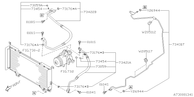 2015 Subaru Outback Hose Assembly Pressure Suction Diagram for 73425AL05A