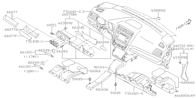 2019 Subaru Legacy Instrument Panel Diagram 3