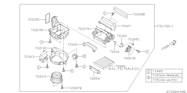 2016 Subaru Outback Lever Diagram for 72122AL01A