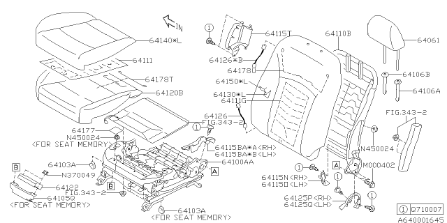 2016 Subaru Legacy Seat Frame Assembly Cushion Front Diagram for 64100AL01B