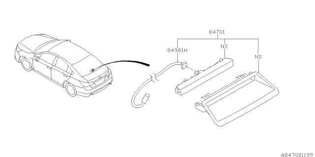 2017 Subaru Legacy Lamp - High Mount Stop Lamp Diagram 2