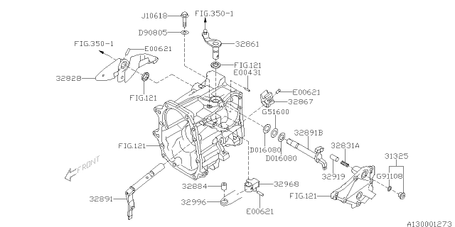 2015 Subaru Legacy Shifter Fork & Shifter Rail Diagram 1