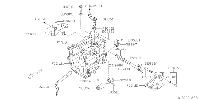 2015 Subaru Outback Shifter Fork & Shifter Rail Diagram 1