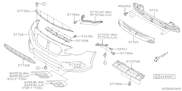 2018 Subaru Legacy Front Bumper Diagram 1
