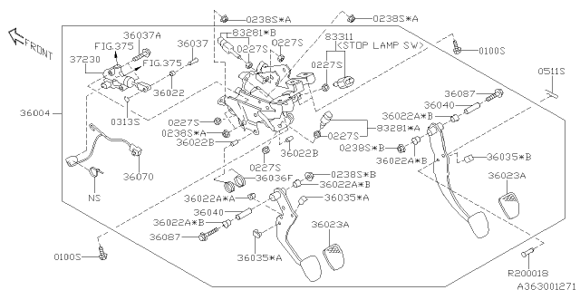 2016 Subaru Legacy Pedal System Diagram 2