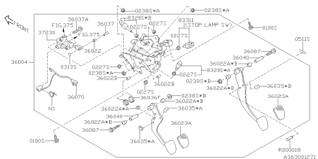 2015 Subaru Outback Pedal Assembly LH Mt Diagram for 36004AL000