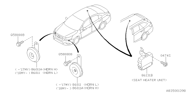 2018 Subaru Outback Electrical Parts - Body Diagram 2