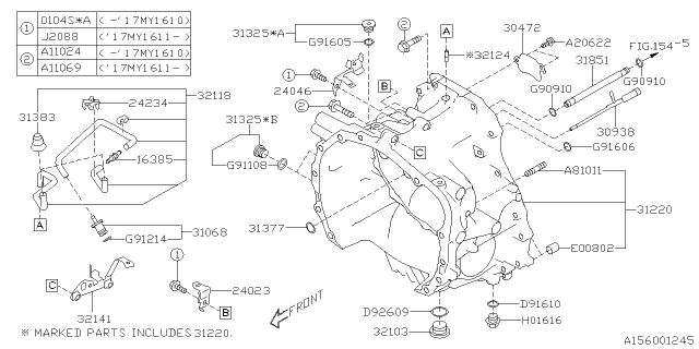 2017 Subaru Legacy Case Assembly-CONV Diagram for 31220AA341