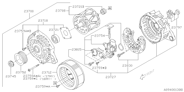 2017 Subaru Legacy Front Cover Assembly ALTERNATOR Diagram for 23718AA181