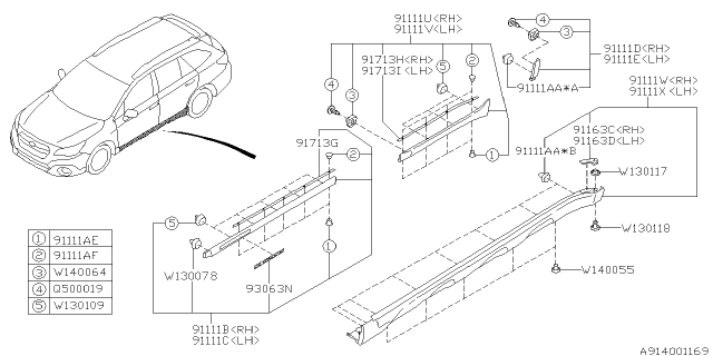 2015 Subaru Legacy Outer Garnish Diagram 3