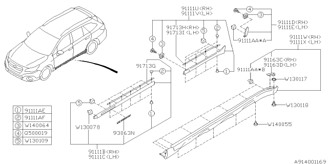 2017 Subaru Legacy Outer Garnish Diagram 3