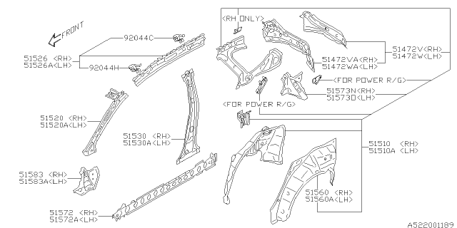 2018 Subaru Outback Rail Complete Side In Left Diagram for 51525AL05A9P