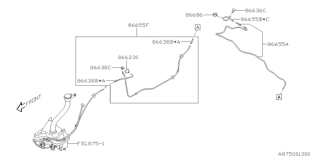 2016 Subaru Legacy Hose ASSSEMBLY Rear Gate Diagram for 86655AL05A