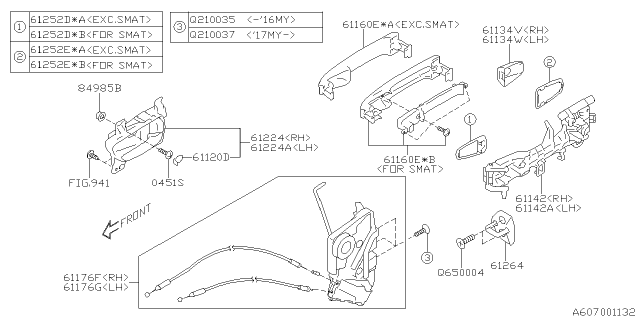 2016 Subaru Legacy Cover-Handle,Front Outer Driver Diagram for 61134AL00AE3