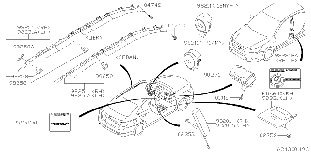 2019 Subaru Legacy Air Bag Diagram 1