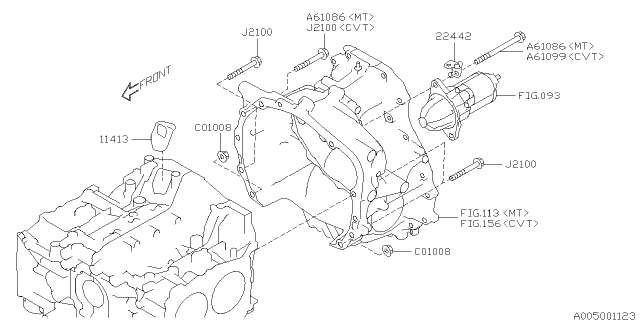 2019 Subaru Legacy Timing Hole Plug & Transmission Bolt Diagram 1