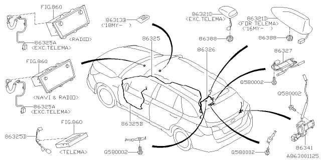 2018 Subaru Outback Audio Parts - Antenna Diagram 1