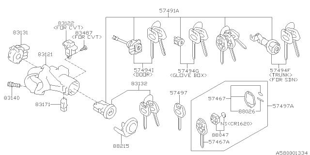 2019 Subaru Outback Key Kit Diagram for 57410AL36A