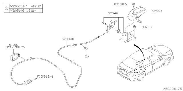 2018 Subaru Outback Trunk & Fuel Parts Diagram 1