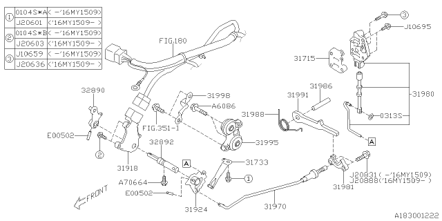 2016 Subaru Legacy Bracket Auto Trans Diagram for 31998AA001