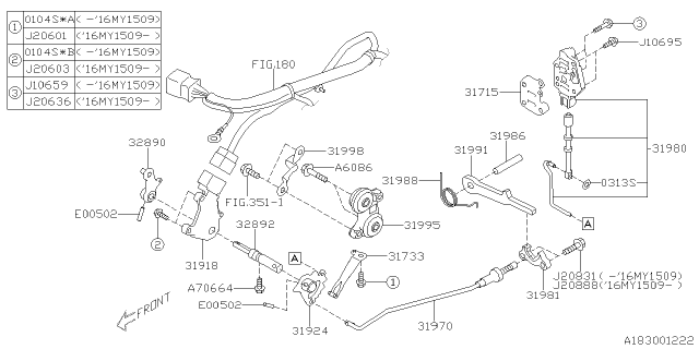 2016 Subaru Legacy Shaft Parking PAWL Diagram for 31986AA040