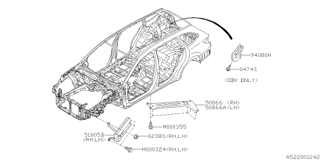 2019 Subaru Outback GUSSET Complete Ft Side Diagram for 50825AL04A9P