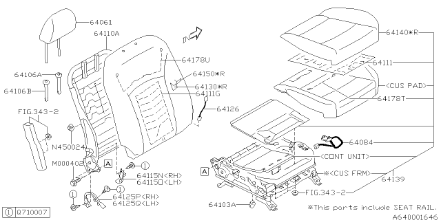 2018 Subaru Legacy Cushion Assembly OCPANTFRH Diagram for 64139AL21AWM