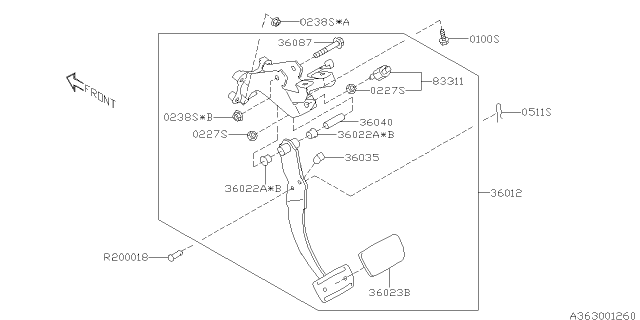 2016 Subaru Legacy Pedal Assembly Brake LHC Diagram for 36012AL10A