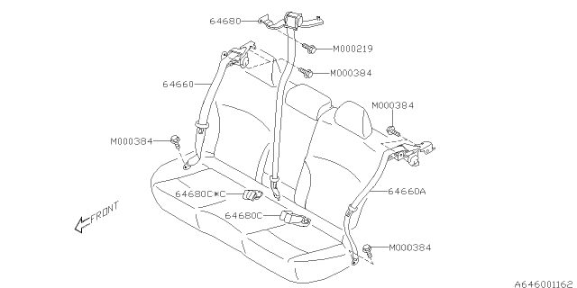 2019 Subaru Outback Rear Seat Belt Diagram 1