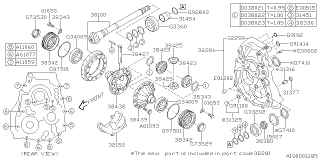 2015 Subaru Legacy SHIM Drive PINION Diagram for 31451AA050