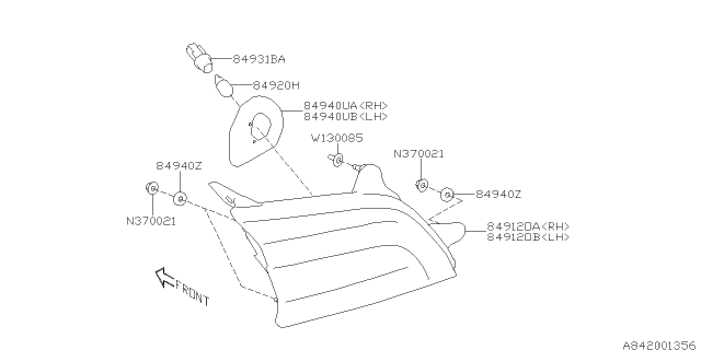 2019 Subaru Outback Lens And Body Complete Diagram for 84912AL08A