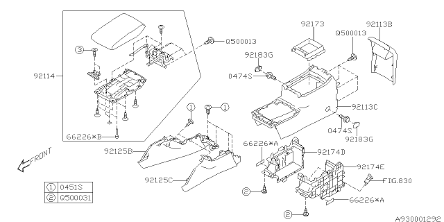 2015 Subaru Legacy Pocket Console Right Diagram for 92174AL000