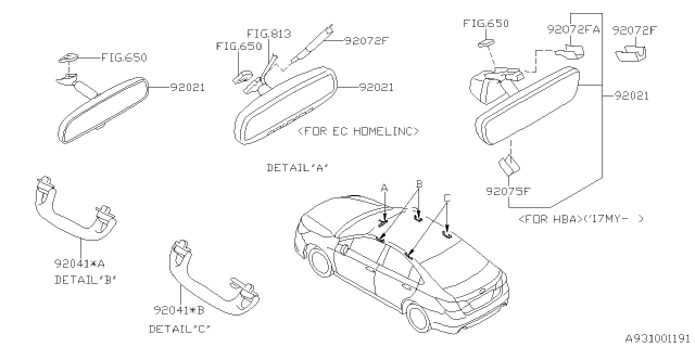 2019 Subaru Outback Room Inner Parts Diagram 1