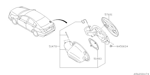 2018 Subaru Legacy SAUCER Ring Clip Diagram for 51467AL07A