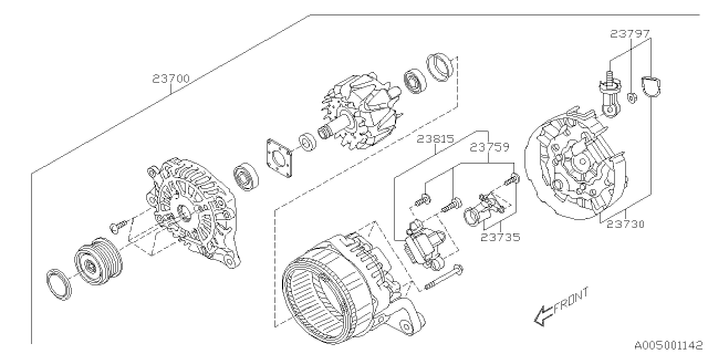 2019 Subaru Legacy Alternator Assembly Diagram for 23700AB01A