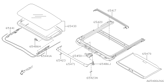 2018 Subaru Legacy Sunroof Glass Assembly Diagram for 65430AL00A