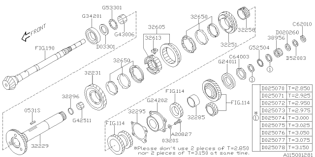 2017 Subaru Legacy Gear 2ND Driven Diagram for 32251AB140