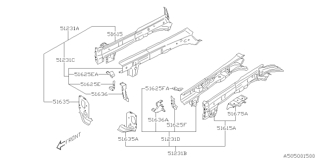 2019 Subaru Outback GUSSET Ff A RH Diagram for 51686AJ00A9P