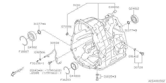 2015 Subaru Outback Automatic Transmission Case Diagram 7