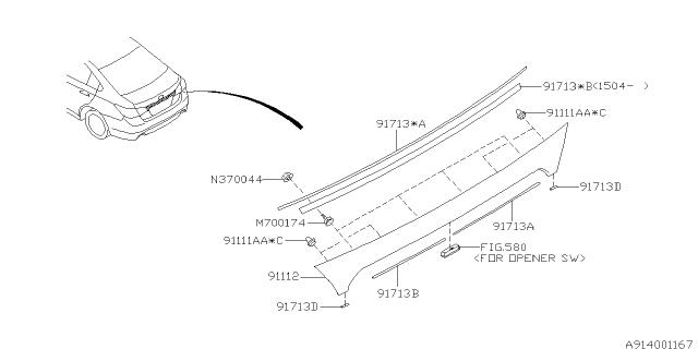 2019 Subaru Legacy Outer Garnish Diagram 1