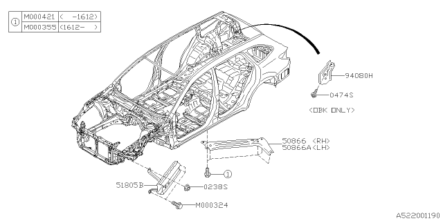 2017 Subaru Outback Bracket Luggage Hook Right Diagram for 50882AL00A9P