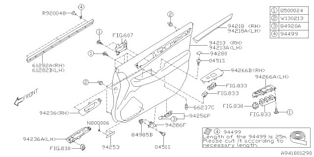 2016 Subaru Legacy Weather Strip Inner Door Diagram for 61282AL01A