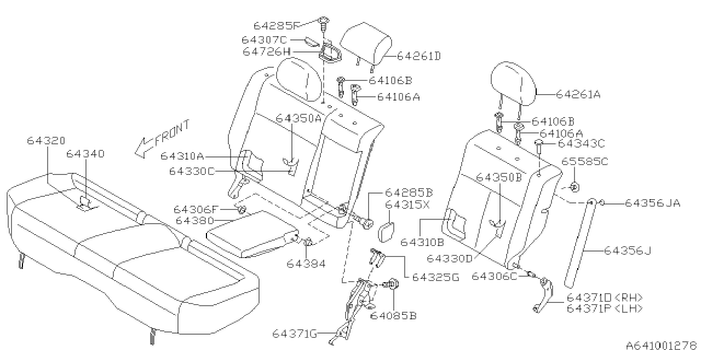 2006 Subaru Forester Rear Center Arm Rest Assembly Diagram for 64380SA240EU