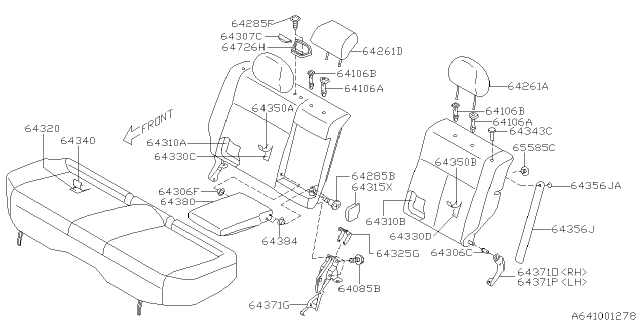 2008 Subaru Forester Rear Seat Back Rest Cover Complete, Right Diagram for 64352SA120EU