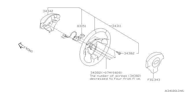 2007 Subaru Forester Steering Wheel Assembly Diagram for 34311SA130JC