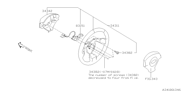 2007 Subaru Forester Steering Wheel Assembly Diagram for 34311AG092JC