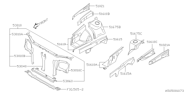 2006 Subaru Forester Upper Tie Bar Diagram for 53060SA0409P