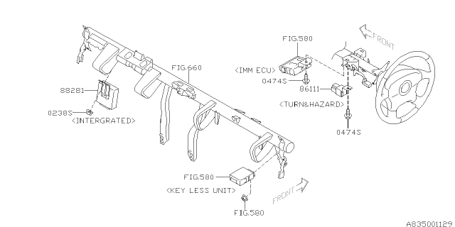 2005 Subaru Forester Integrated Unit Module Diagram for 88281SA030