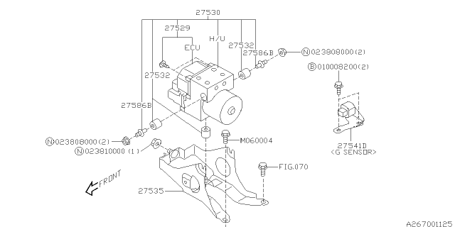2003 Subaru Forester PT370303 Hydraulic Unit A Diagram for 27594SA010